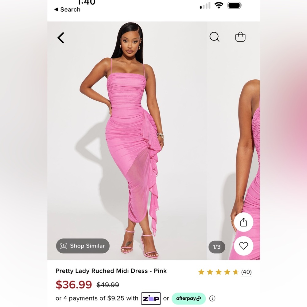 Fashion nova pink ruched midi dress
